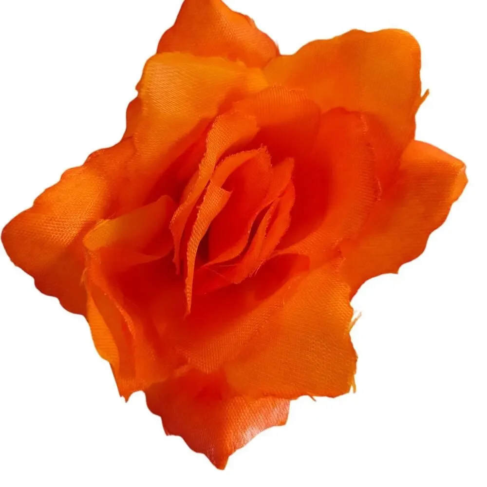 Orange Silk Artificial Rose Flowers Wired Stems Wedding Craft 2.5
